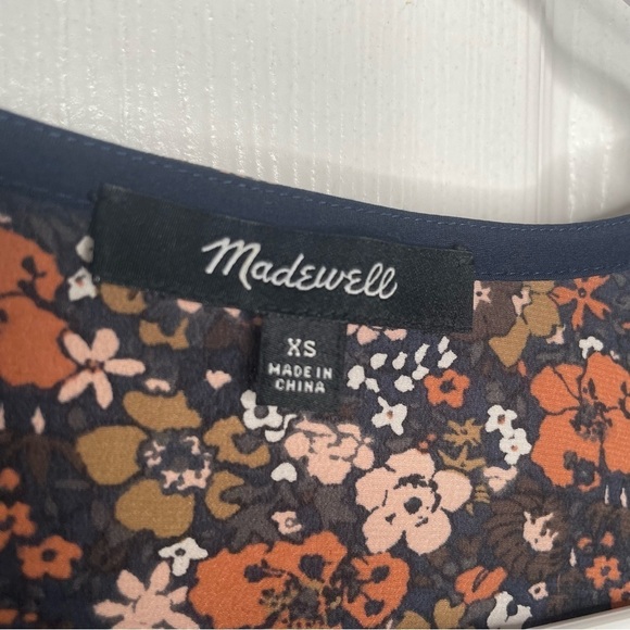 Madewell Silk Studio Ruffle-Hem Top Prairie Blossoms in Woodland Warm Nutmeg XS - Picture 11 of 14